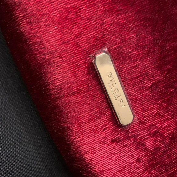 BVLGARI cosmetic or travel bag in a crimson red and gold hardware. NWOT - Picture 3 of 12